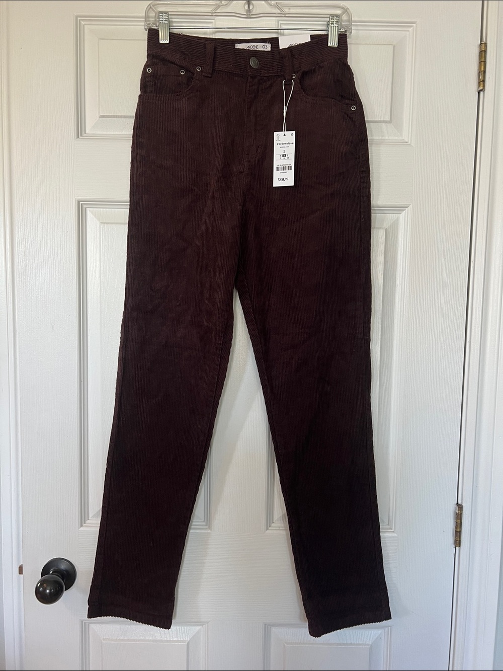 Ardene Women's Straight-Leg Corduroy Pants - Dark Brown